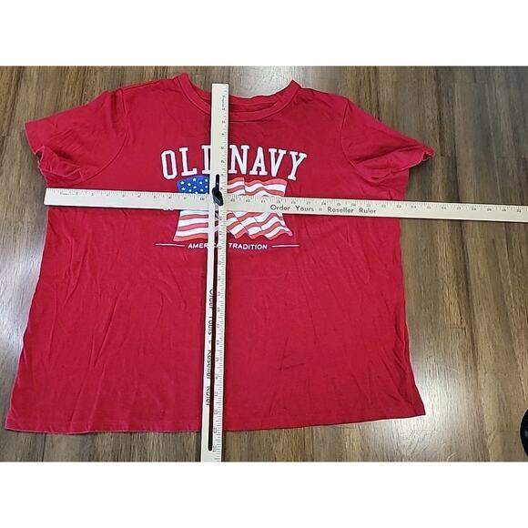 Old Navy 2023 American Flag Red Tee Shirt Women’s XL USA GUC - Picture 5 of 7